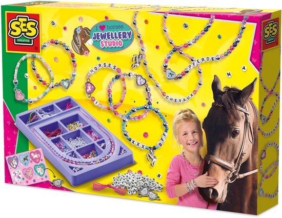 SES Creative - Hobby Pink - I Love Horses - Sieraden Studio - Knutselen Meisjes - Sieraden Maken - Vanaf 5 jaar