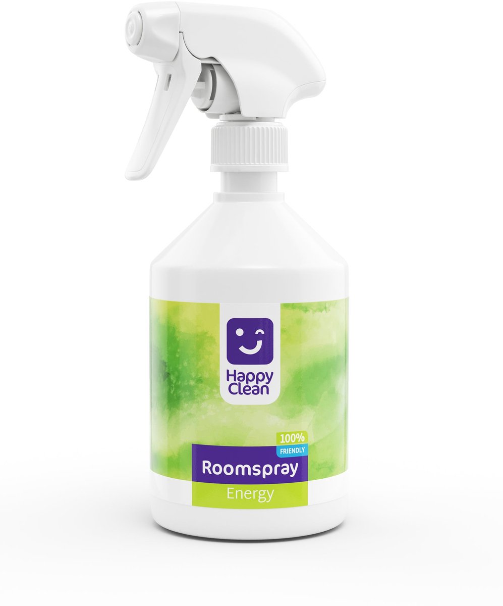 Happy Clean Roomspray 500 ml – Energy – Eucalyptus & Pepermunt voor een frisse boost – Extra langdurige huisparfum en kantoor luchtverfrisser
