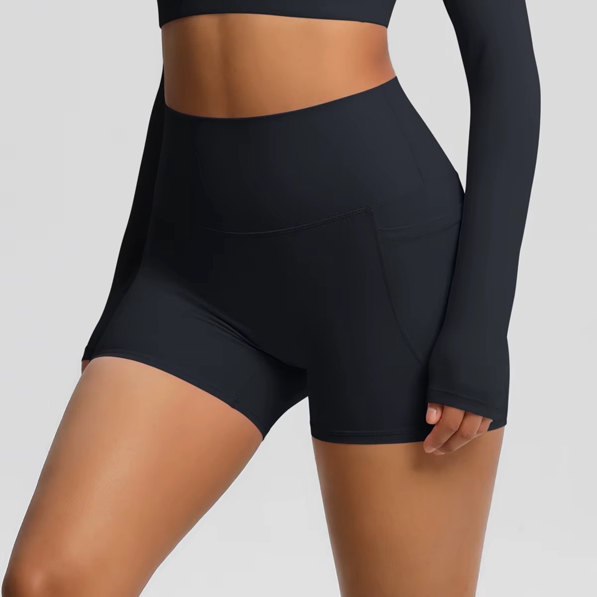 Gym Revolution - Korte Sportlegging Dames - High Waist - Met Zakje - Zwart - Maat S