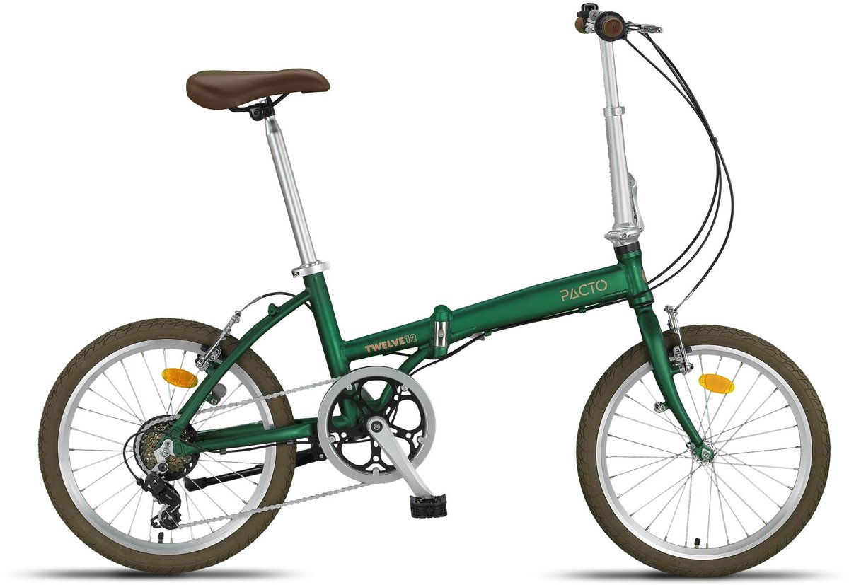 Pacto Twelve Vouwfiets Groen Shimano 6v Aluminium 20 inch Plooifiets Retro Design Folding Bike
