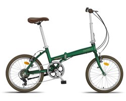 Pacto Twelve Vouwfiets Groen Shimano 6v Aluminium 20 inch Plooifiets Retro Design Folding Bike
