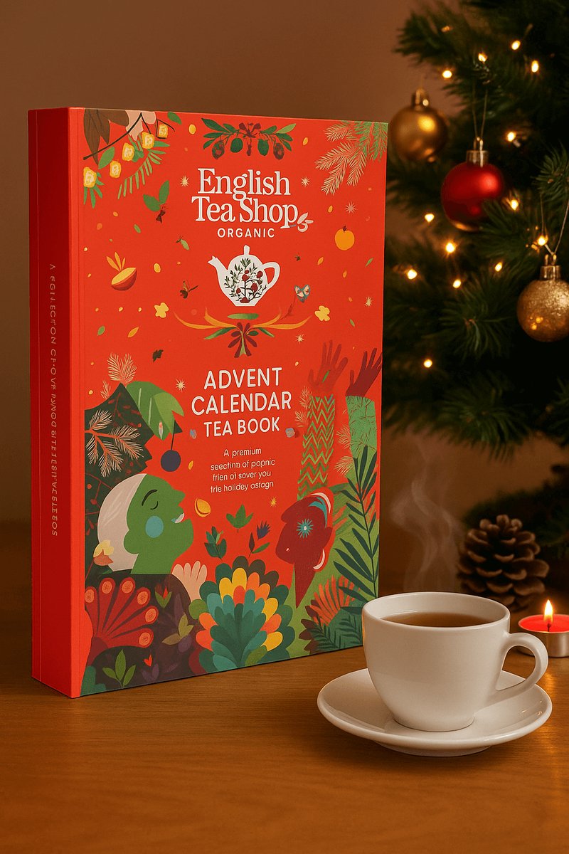 English Tea Shop - Tea Book Red Adventskalender – 25x Biologische Theezakjes – Luxe Theeboek voor December – Feestelijk Cadeau voor Theeliefhebbers