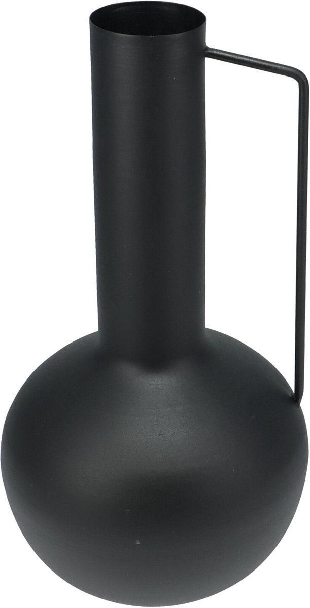 In & Out Deco Vaas - Metaal - Zwart - Hoog 34 cm - Rond 17 cm