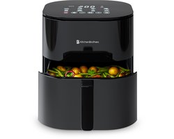 KitchenBrothers Airfryer XL - 5L - 2000W - PFAS-Vrij - Heteluchtfriteuse - Dual Heating - 80ºC tot 200ºC - 8 Kookprogramma's - Zwart