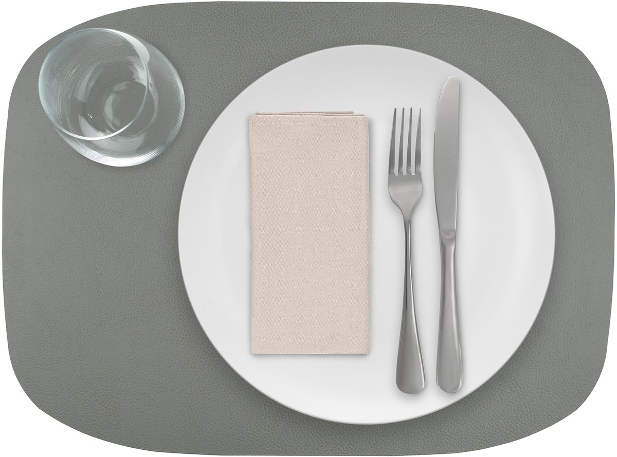1x Skinnatur Placemat leder – Elephant – grijs – 45x33cm - gerecycleerd leer – tafeldecoratie - onderlegger