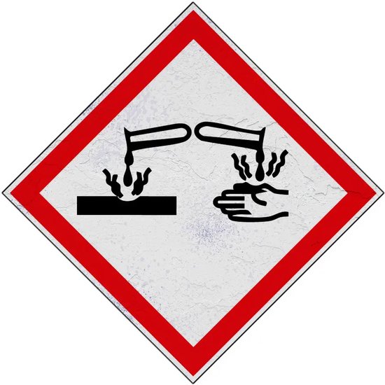 Foto: Ghs05 bijtende stoffen bord sign again materiaal 15 x 15 cm