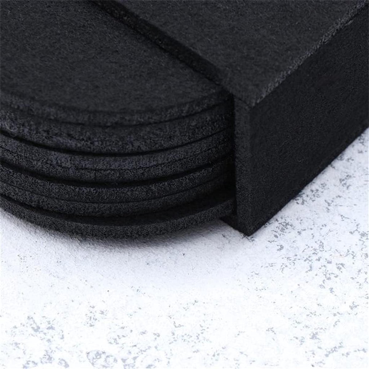 Set Van 8 Onderzetters - Vilten onderzetter - Onderzetters Met Houder - Onderzetters Voor Glazen - Onderzettersset - Isolatiemat - Anti-verbrandingskommat - Anti Slip - Hittebestendig - Zwart — cadeau in Wonen & Interieur - foto 5