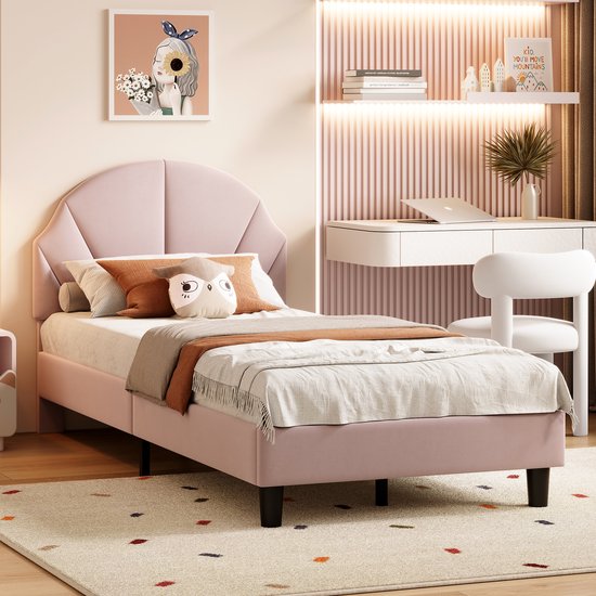 JESS 90x200 Magic Velvet 2256 Crème gestoffeerd bed kinderbed uitschuifbed voor kinderen en jongeren Kinder Meubels 24 Stapelbedden Kinderbedden - Kinder Meubels 24