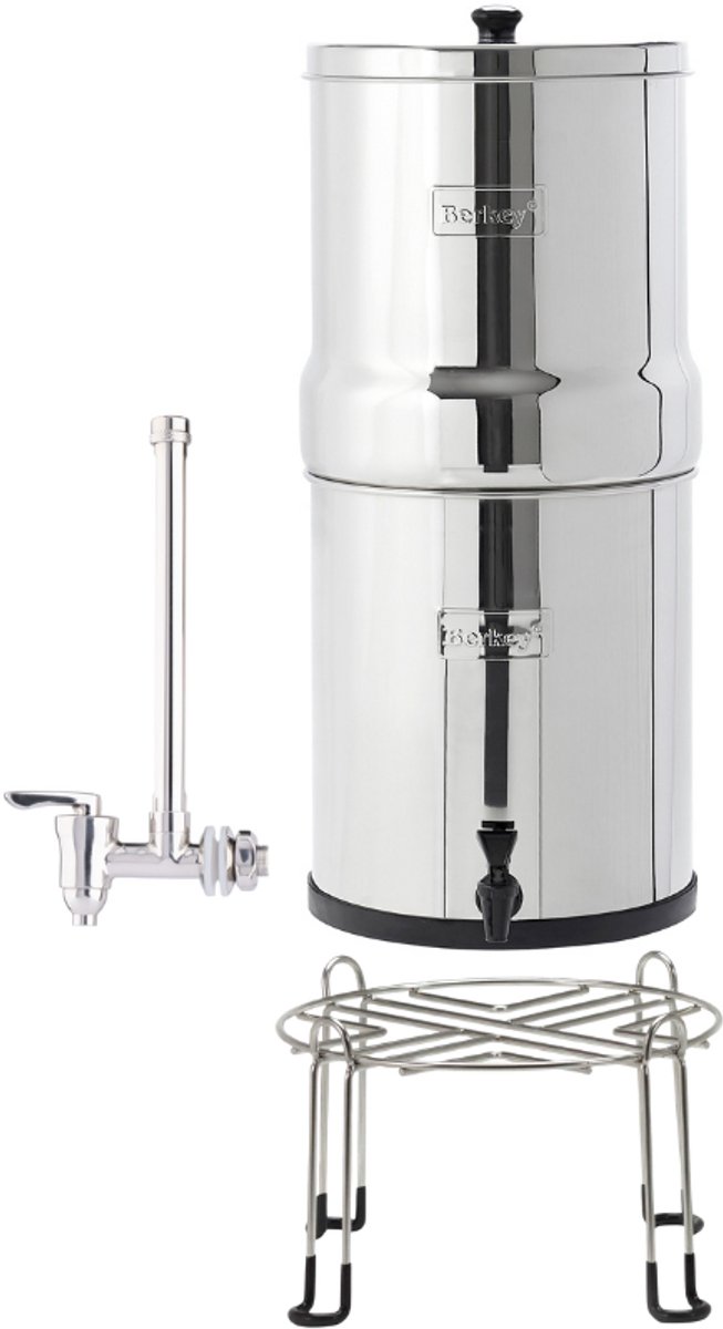 Big Berkey Set: Waterfilter 8,5L + RVS 7 inch Spigot + Standaard