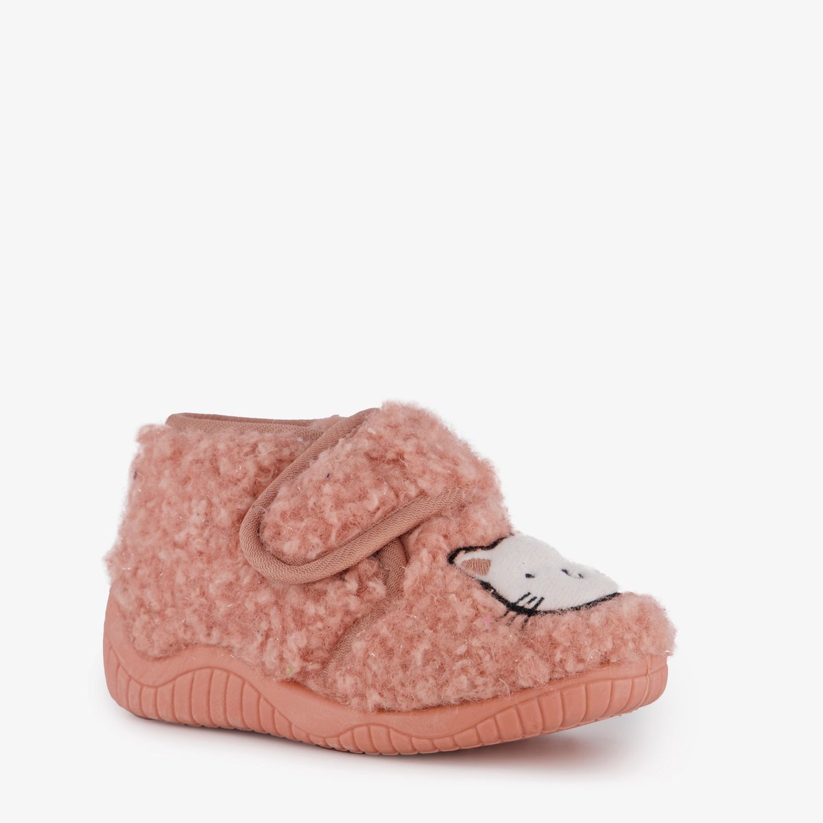 Thu!s meisjes teddy pantoffels met kat roze - Maat 25 - Sloffen