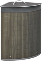 HOMCOM-Wäschekorb-Bambus-38L x 38W x 57H cm-Grau