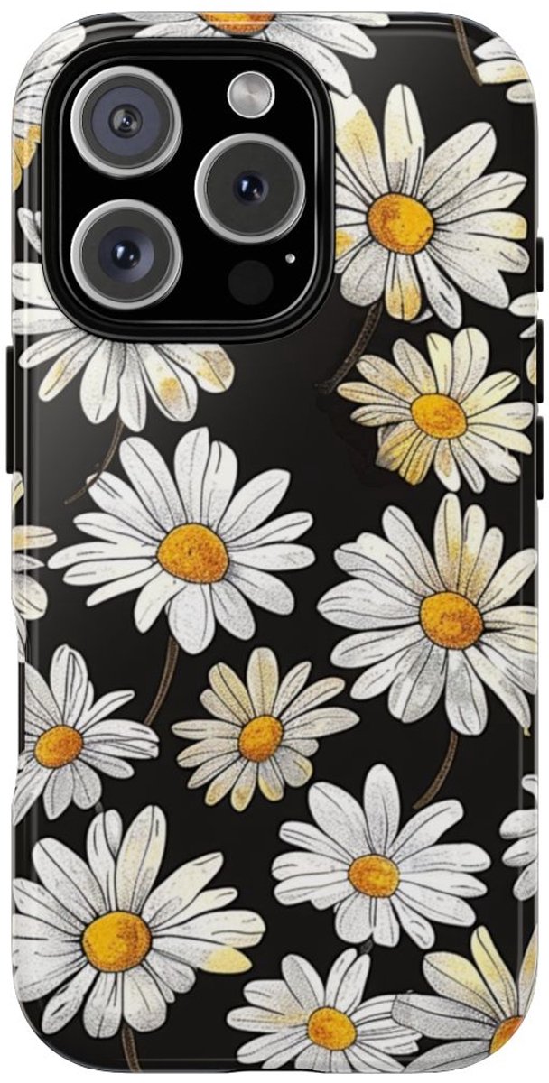 Witte Madeliefjespatroon – Telefoonhoesje Geschikt voor iPhone 16 Pro