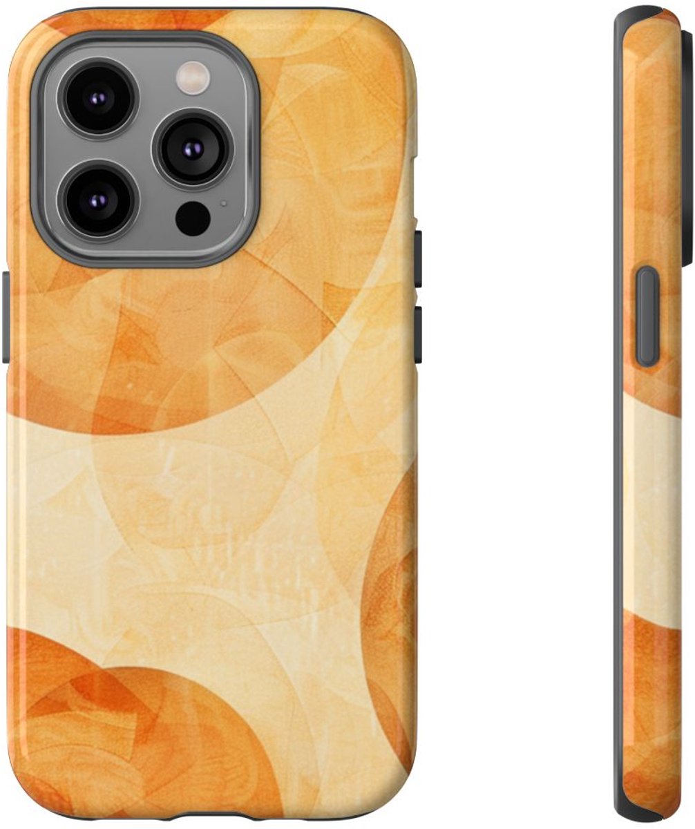 Oranje Geometrische Cirkels Abstract – Telefoonhoesje Geschikt voor iPhone 14 Pro