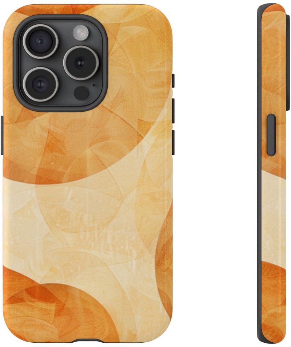 Oranje Geometrische Cirkels Abstract – Telefoonhoesje Geschikt voor iPhone 15 Pro
