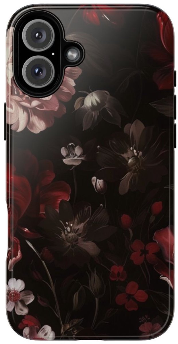 Donker Bloemmotief met Glans – Telefoonhoesje Geschikt voor iPhone 16 Plus