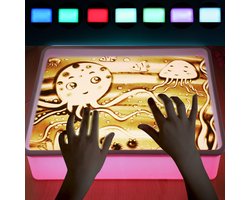 Zandschilderspeelgoed voor kinderen - Fijn natuurlijk zand - 7-kleurig LED-licht - Zintuiglijk creatief educatief speelgoed - Helpt bij het ontwikkelen van praktische vaardigheden en creativiteit