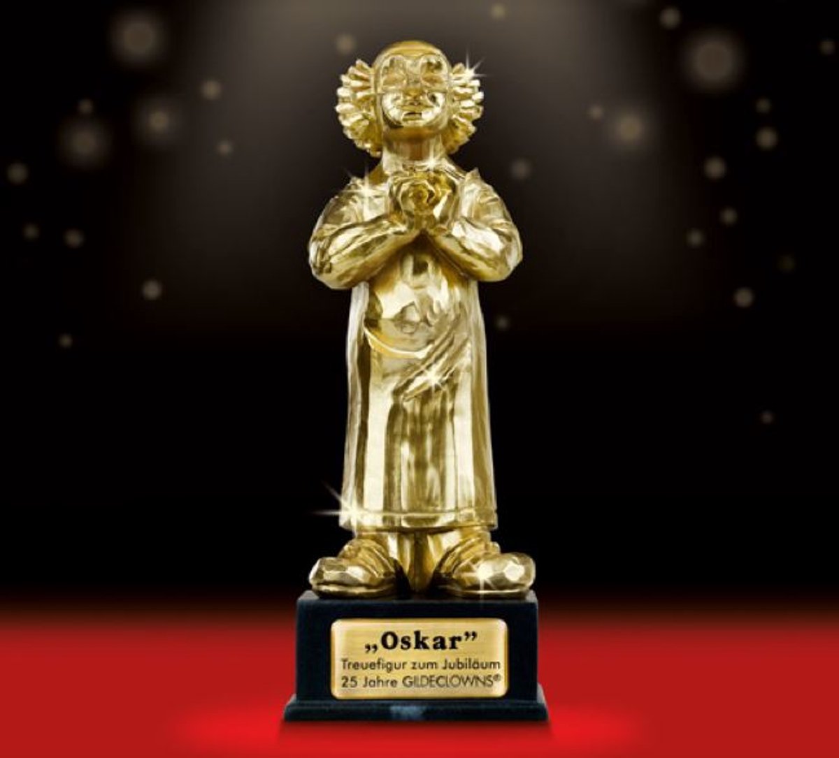 Gilde clowns - Oskar - Award - 7x17x7 cm - resin handgeschilderd - In cadeauverpakking verzamelaarsobject