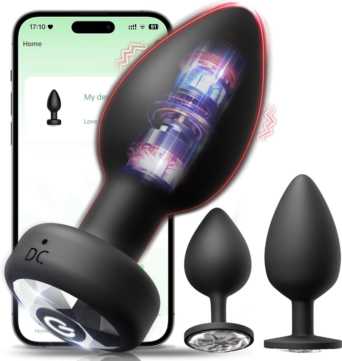 Lzwintrading - Buttplug Vibrator met APP Control - Vibrators voor Vrouwen & Mannen - Prostaat Stimulator - 3-Delige Siliconen Set - Butt Plug met 9 Vibratie Standen - Sex Toys voor Koppels - Anale Speeltjes - Vibrerende Buttplug - Anaal Dildo
