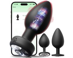 Lzwintrading - Buttplug Vibrator met APP Control - Vibrators voor Vrouwen & Mannen - Prostaat Stimulator - 3-Delige Siliconen Set - Butt Plug met 9 Vibratie Standen - Sex Toys voor Koppels - Anale Speeltjes - Vibrerende Buttplug - Anaal Dildo