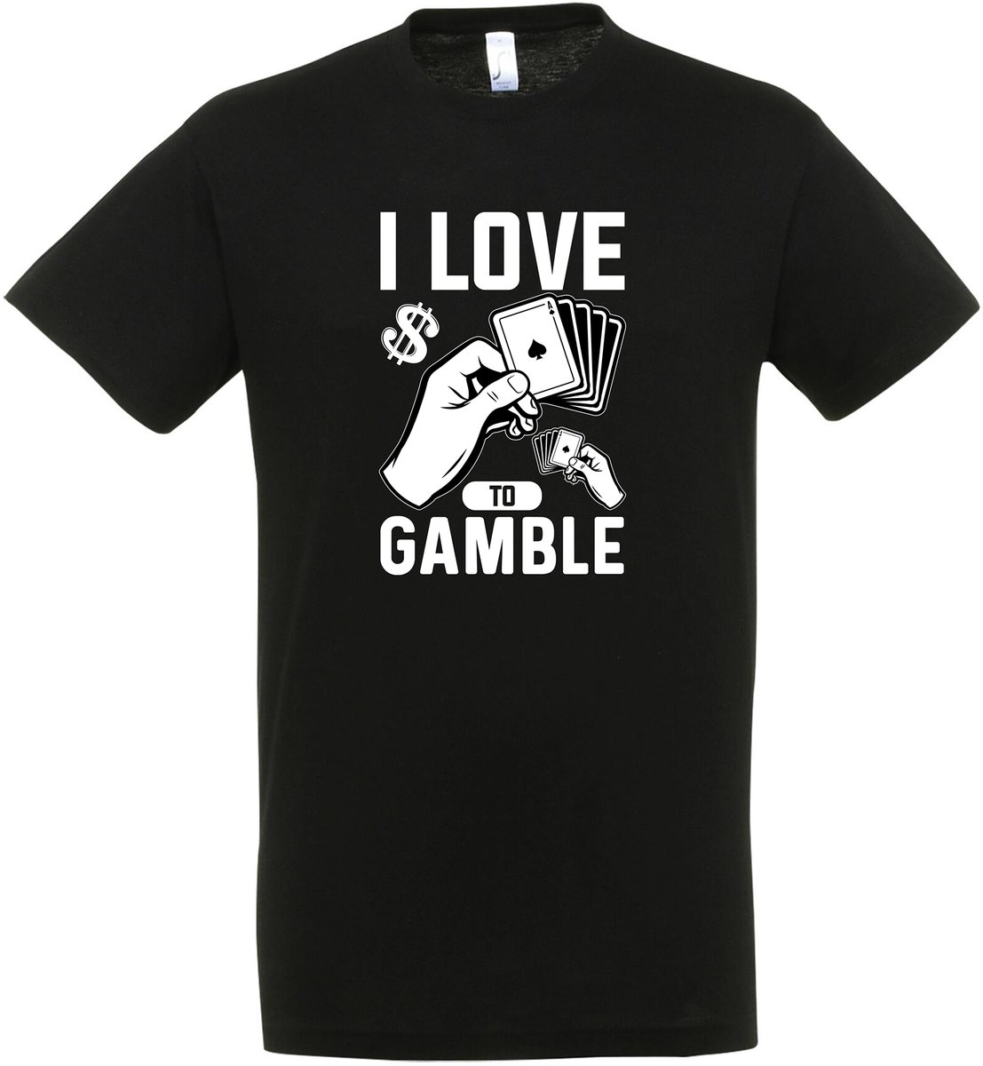 I Love To Gamble - T-shirt - Gokken t-shirt - Grappig Cadeau - Heren - grappig feest - kaartspel - Poker - kaarten - spel - casino - gokken - Maat L