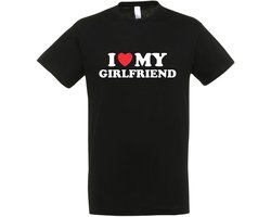 I Love My Girlfriend T-shirt - Heren Dames Unisex - cadeau - Grappige T-shirt’s - Origineel Cadeau - Zwart - Funny - Grappig - Maat M