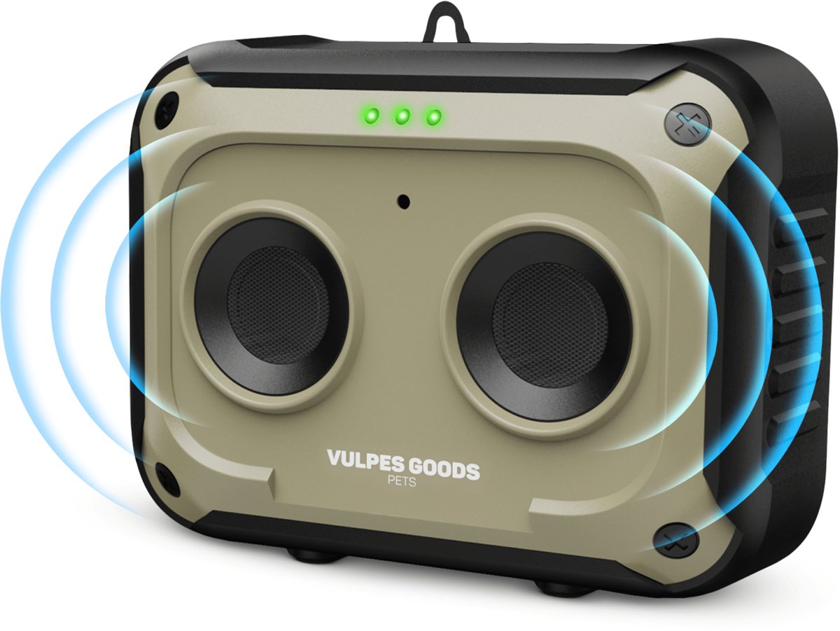 Vulpes Goods® Pets Anti Blaf Apparaat MINI PRO - Ultrasone - Oplaadbaar & Automatische Werking - Voor Alle Honden - Waterproof - 2 Krachtige Speakers - Zonder Schok - Binnen & Buiten
