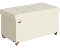 Casaria Opbergbank - Opbergruimte 76x38x42cm Opvouwbaar Fluweel - Creme