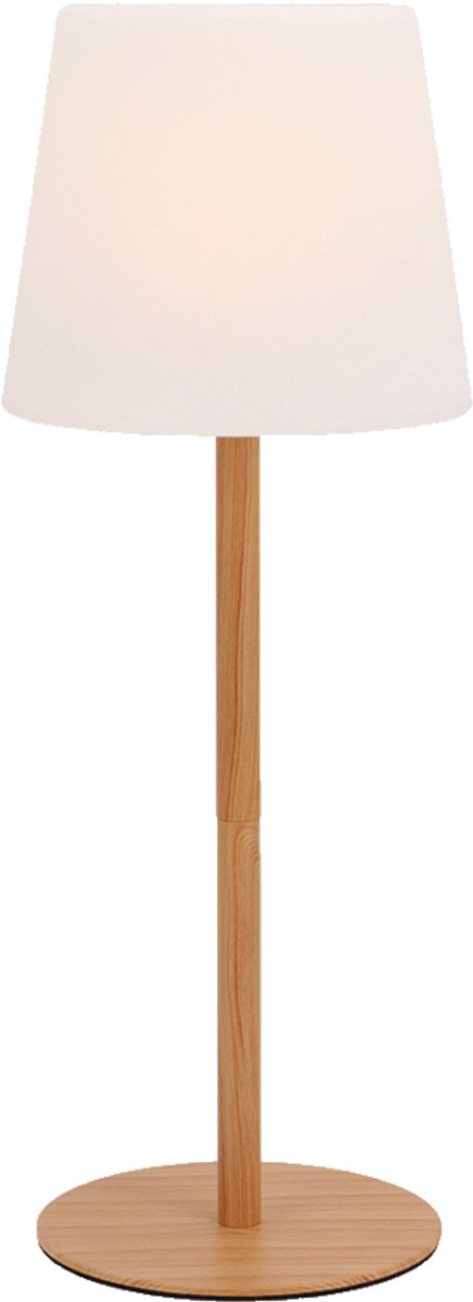 Travellife Elin Oplaadbare Lamp woodlook/white - In 2 hoogtes te gebruiken - Oplaadbare batterij - Inclusief USB-C oplaadkabel
