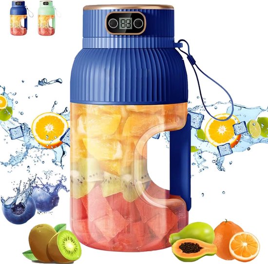 Draadloze Portable Blender - 1,5L - 10 Roestvrijstalen Mesjes - Smoothie Maker voor Onderweg - USB-C Oplaadbaar - Wit/Groen - Shakes & Juices van Merkloos — afbeelding 4