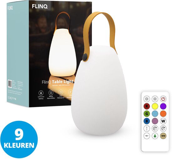 FlinQ Fiji tafellamp – oplaadbaar – RGB – IP44 – wit