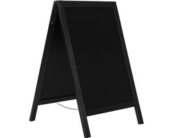 BRASQ Krijtstoepbord Zwart - 75x135 CM - Krijtbord - Reclamebord - Stoepbord - Dubbelzijdig - voor Binnen en Buiten - Horeca