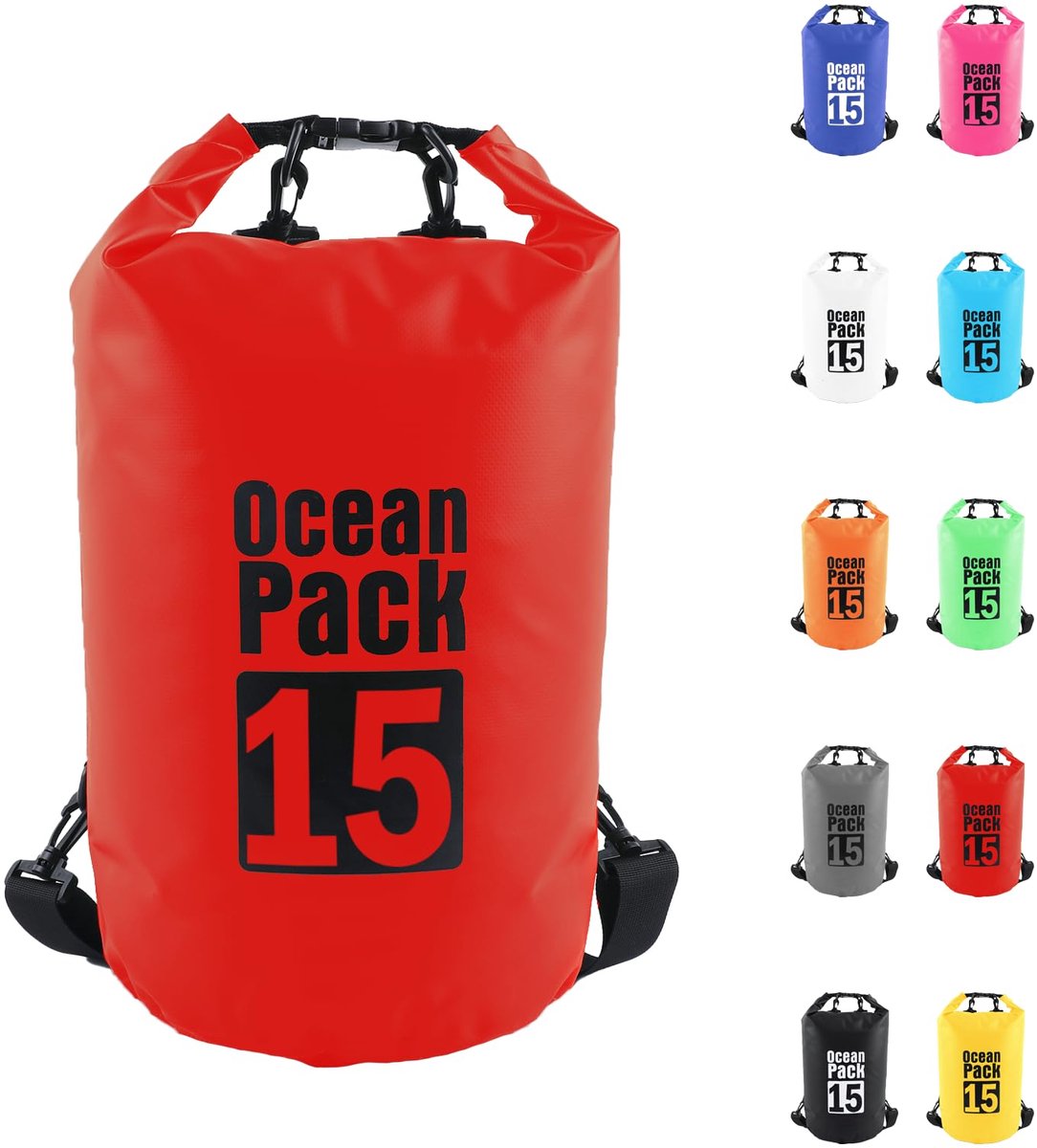 Waterdichte Tas - Waterproof Drybag - Opberg Zak -15 L - Outdoor Tas -Rood