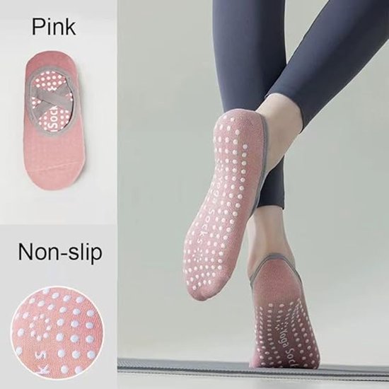 3 paar - Antislip yogasokken - Yogasokken - Antislip pilatessokken - Antislipzool - Met antislipbandjes - Ademend - Comfortabel - Roze, Zwart, Grijs - Geschikt voor Pilates, Fitness, Ballet, Thuisworkouts van Merkloos — afbeelding 3