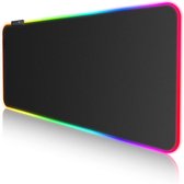 RGB Gaming Muismat - LED Verlicht Toetsbediening - Antislip Basis - Extra Groot Formaat - Bureau Pad Gamer - Zwart - 80x30cm - 1 Stuk