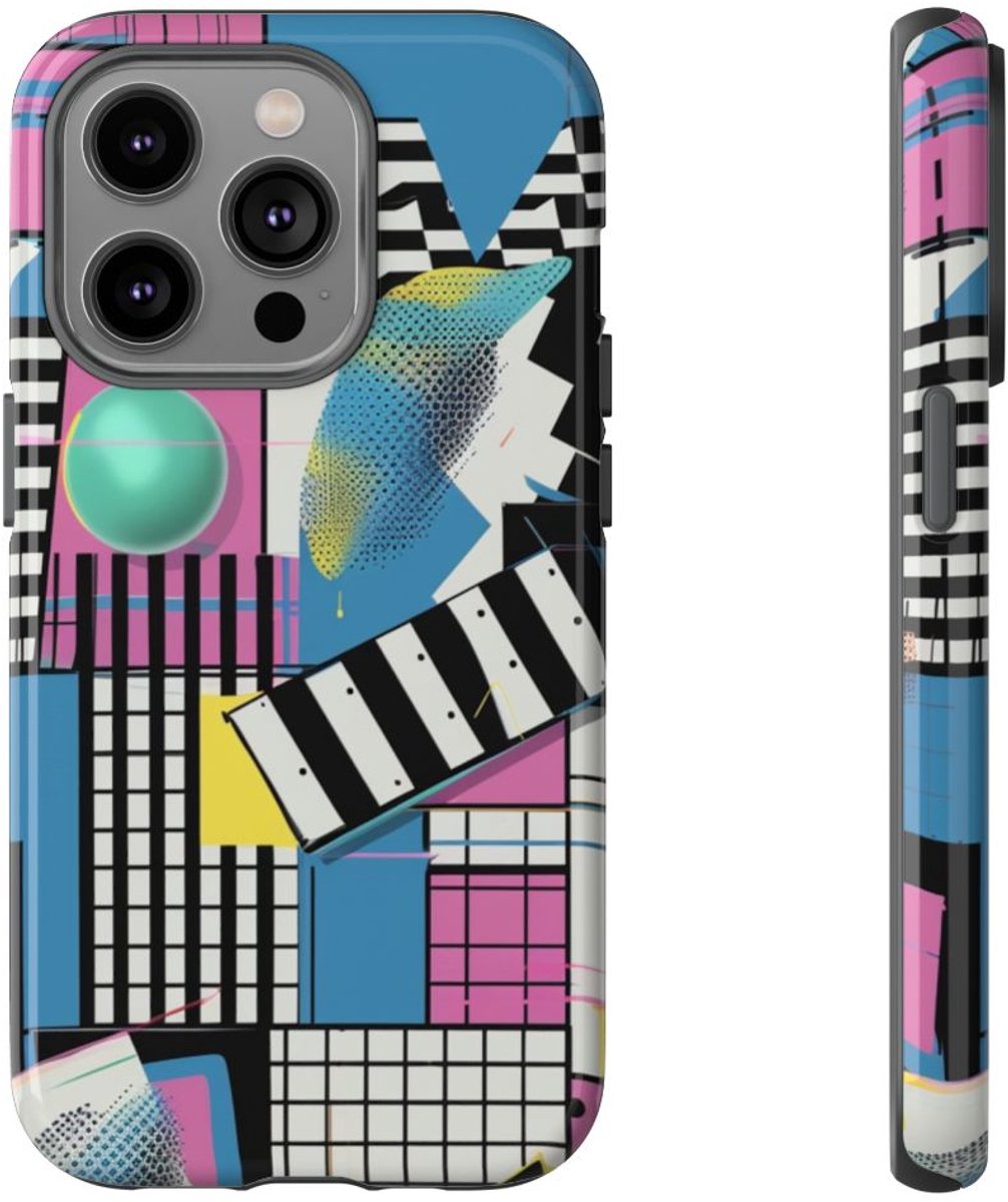 Kleurrijk Geometrisch Abstract Patroon – Telefoonhoesje Geschikt voor iPhone 14 Pro