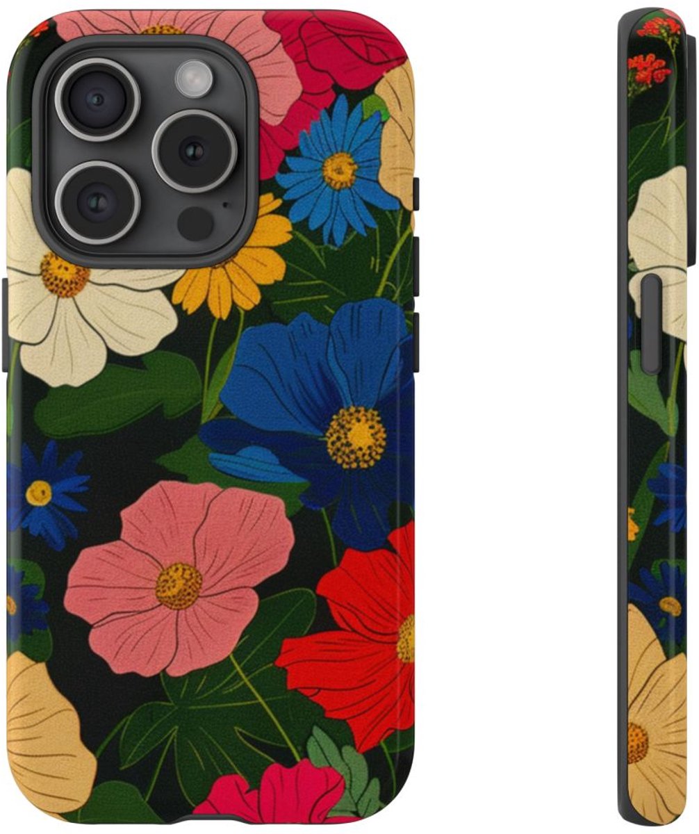 Kleurrijk Bloemenpatroon – Telefoonhoesje Geschikt voor iPhone 15 Pro