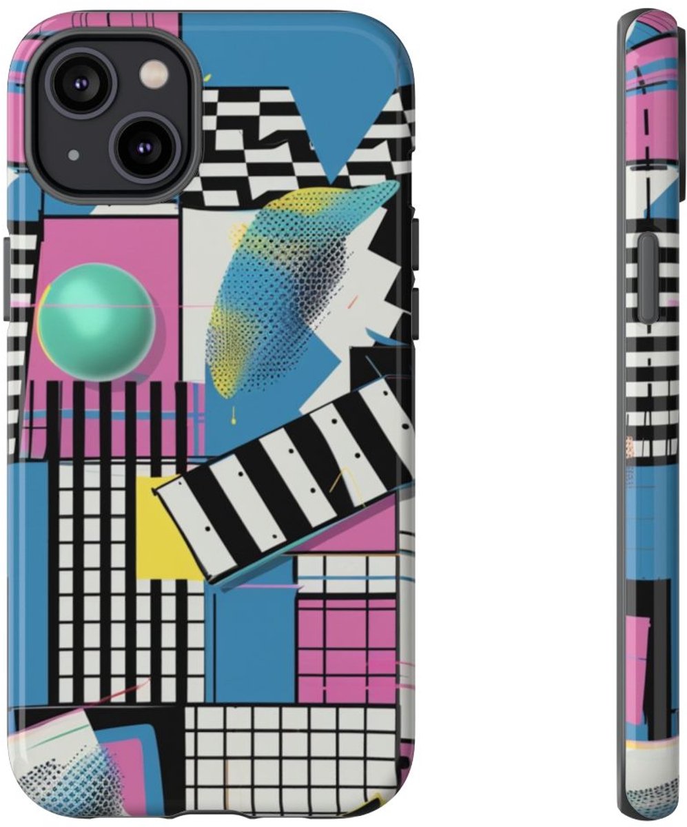Kleurrijk Geometrisch Abstract Patroon – Telefoonhoesje Geschikt voor iPhone 14 Plus