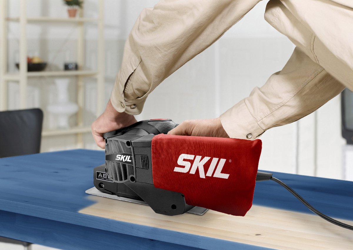 SKIL Bandschuurmachine 650W - Schuurmachine - Schuuroppervlak 76 x 130mm - Inclusief 1 Schuurband & Stofzak - Skil 1210 AA – foto 6