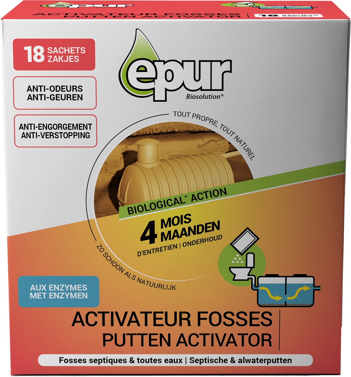 Epur - Septische putten activator in zakjes - 4 maand - 18 zakjes