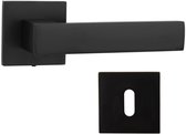 Premium Design Deurbeslagset - Zwart - Aluminium - Incl. Sleutelrozet - Vierkant - Deurklink voor Binnendeur