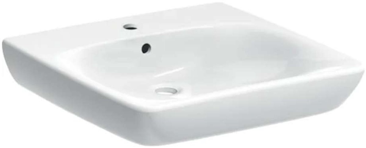 Geberit Selnova Comfort - Barrièrevrije wastafel, 6x6 cm, met overloop, met kraangat, wit 502.769.00.7