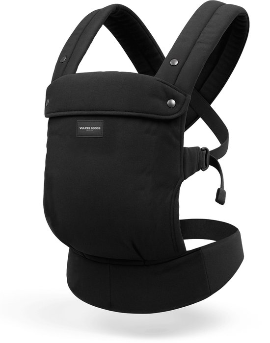 Foto: Vulpes goods babycare draagzak ergonomische baby draagzak 0 36 mnd luxe buikdrager tot 20 kg oeko tex katoen handsfree comfort met rugsteun m positie zwart