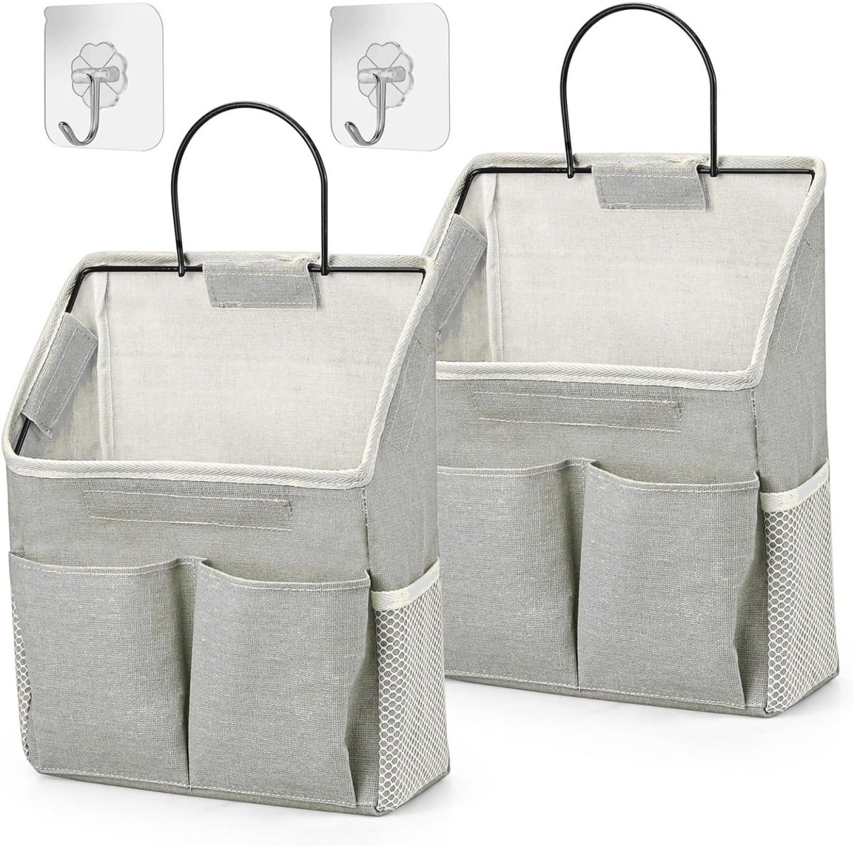 TOVBMUP Hangende opberger - Opbergorganizer - Wandtas - Linnenmand - Opvouwbaar - Waterdicht - Hangend - Met Zakken voor Kinderkamer, Badkamer, Slaapkamer, Kantoor, Camper - 2-Pack - Grijs