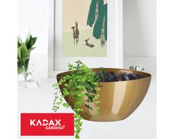 KADAX Bloempot, ovale bloempot, sierpot van kunststof, sierpot voor binnen, bloemen en planten, balkon, bloembak, moderne vorm, 30 x 14 cm, goud