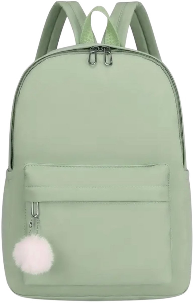 Twenty Two rugtas met sleutelhanger voor meiden/tieners/studenten | schoolrugzak | reistas | 15.6 inch laptoptas | verstelbare schouderriem | praktische zakken voor je spullen | brugklas-school | schooltas voor studenten | 27x12x39 17L | matcha/groen