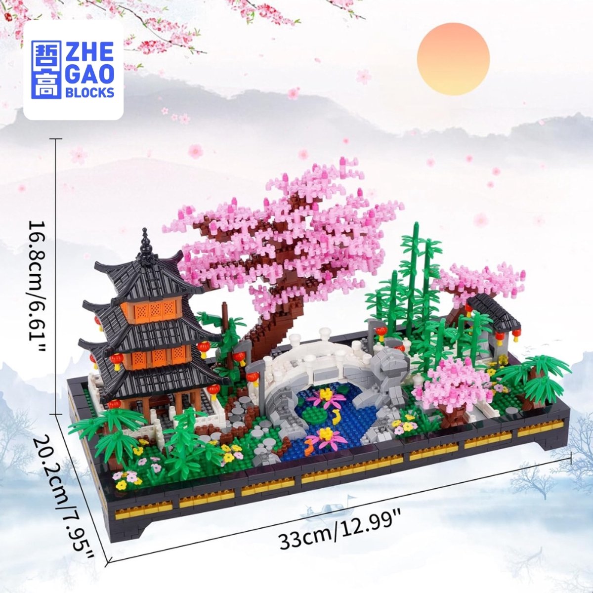 Lezi Nanoblocks Japanse bloemen tuin | Botanical Bonsai | Sakura Flowers Collection | Classic Creator STEM speelgoed bouwpakket niet compatibel met lego mould king mega | Architecture modelbouw voor volwassenen en kinderen | 2805 bloks — afbeelding 5