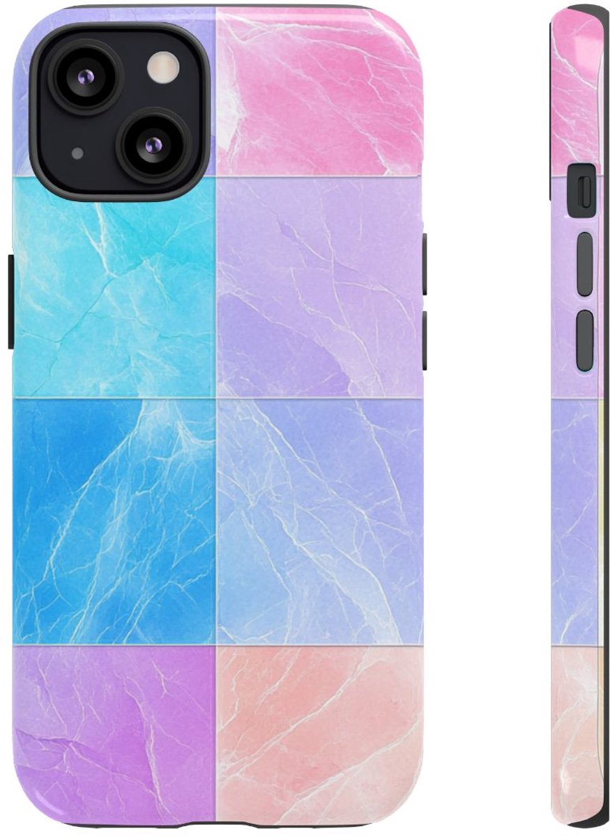 Pastelkleurige Marmertegels met Kleuroverloop – Telefoonhoesje Geschikt voor iPhone 13