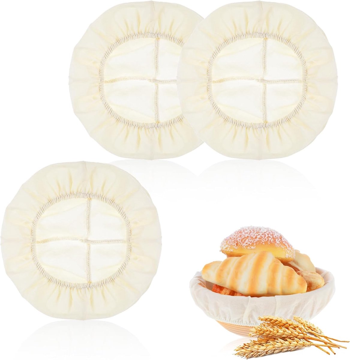 Allecto Plus - Set van 3 Broodmand Voering Doeken - Bakken Brood - Fermentatie Accessoires