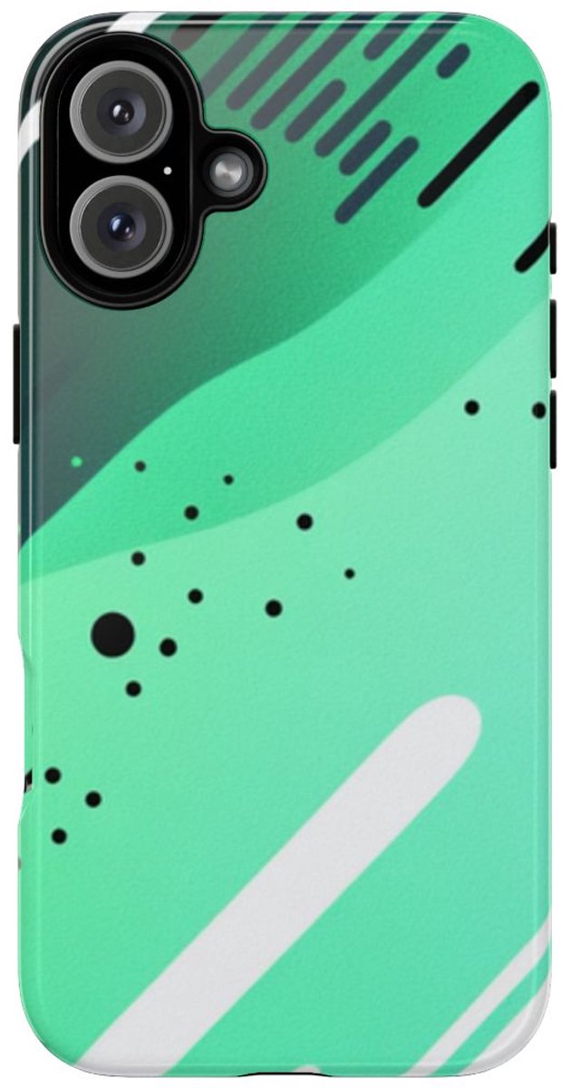 Geometrisch Groen-Zwart Abstract Patroon – Telefoonhoesje Geschikt voor iPhone 16 Plus
