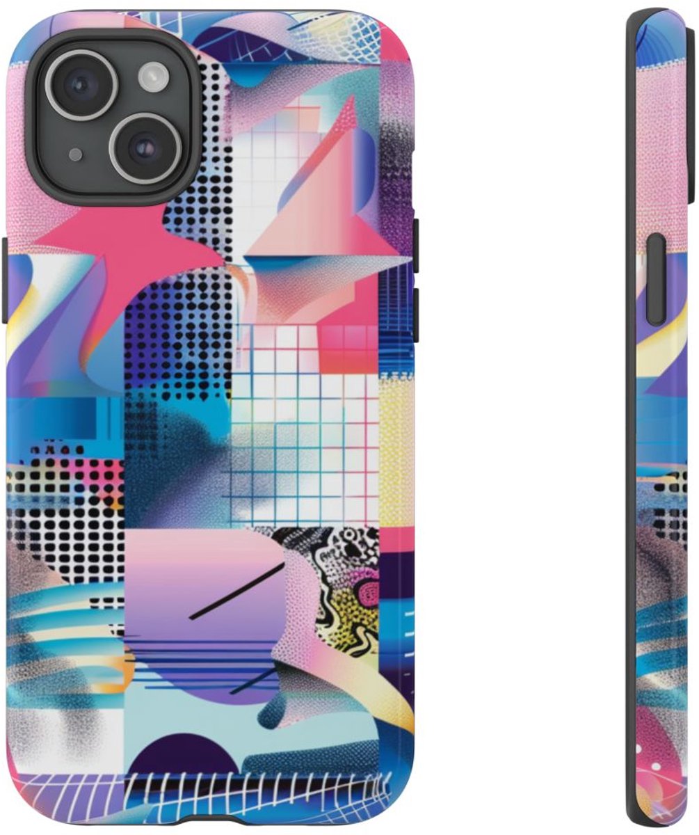 Kleurrijk Abstract Geometrisch Patroon – Telefoonhoesje Geschikt voor iPhone 15 Plus